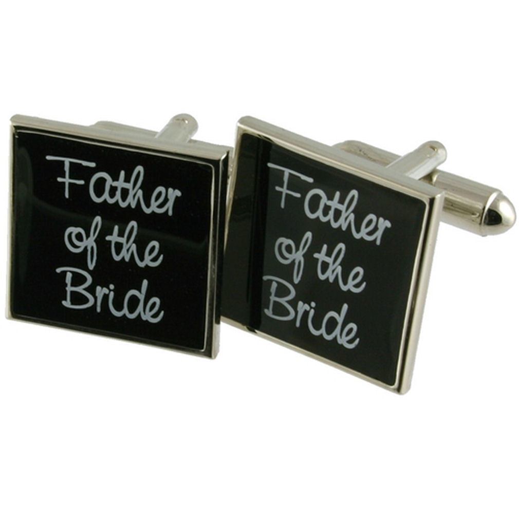 Select Gifts Cuff Links Wedding Cufflinks~Father of The Bride Black Wedding Engraved Personalised Box 